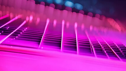 Poster - Pink And Blue Neon Lights On A Grid Pattern Generative AI