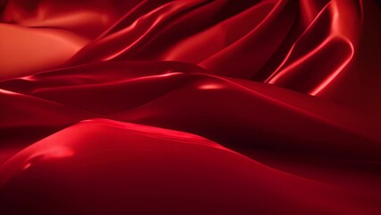 Poster - Red Satin Fabric Close-Up Generative AI