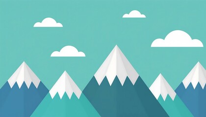 Wall Mural - Minimalist mountain scene with trees, flat design.