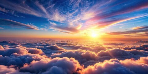 Wall Mural - romantic and beautiful sky with sea of clouds, romantic, beautiful, sky, clouds, dreamy, ethereal, n