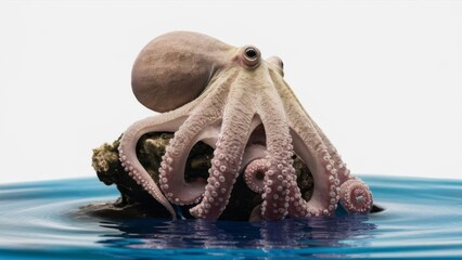 Wall Mural - close-up photo of an octopus on a white background have only 9 leg
