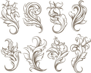 Canvas Print - foliage antique engraving ornamentation