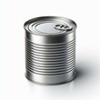 © Mo Stock - Close-up of blank metallic packaging tin can mock-up Side View isolated on a white background