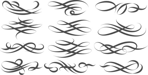 Wall Mural - vintage swirl linear flourishes set