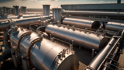 Poster - Industrial Storage Tanks at a Processing Plant Generative AI