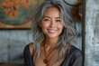 © mattegg - photo of smiling asian with grey hair standing near wall
