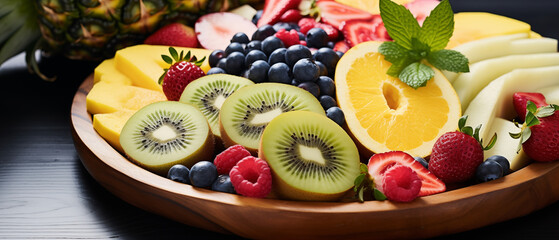 Wall Mural - Exotic Fruit Platter with Kiwi and Citrus