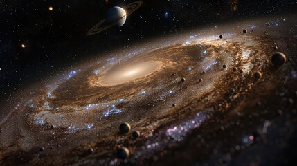 Wall Mural - a galaxy's isolated splendor is magnified by a cosmic telescope, its secluded position in the univer