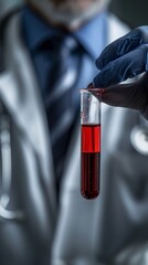 Wall Mural - Male doctor showing whole blood in test tube 