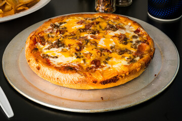 Poster - Deep dish pizza with ground beef and cheese