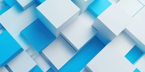 Aufkleber - abstract background featuring an arrangement of interlocking blue and white cubes and rectangular bl