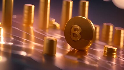 Poster - Bitcoin Coin Stacks Closeup Generative AI