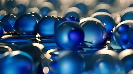 Poster - Blue Spheres on Water Generative AI