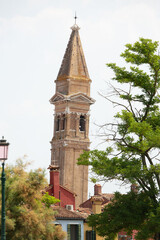 Wall Mural - Famous leaning bell tower of Burano