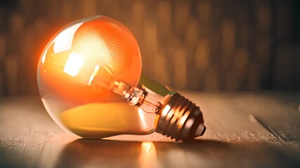 Poster - Light Bulb on Wooden Surface Generative AI