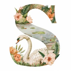 Wall Mural - The letter S swan art nature.