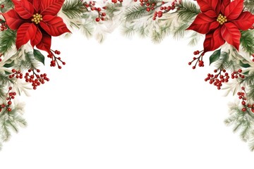 Sticker - Christmas printable border flower plant white background.