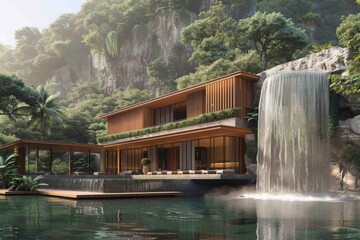 Wall Mural - A luxurious villa at the foot of the mountain