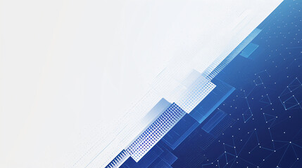 Poster - Abstract blue and white geometric background for technology, design, and graphic with copy space text
