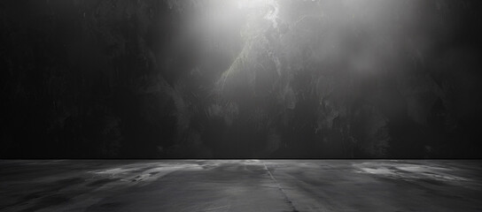 Poster - Dark gray concrete floor with copy space text for background, texture, and minimalist