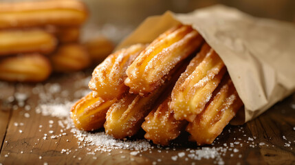 Wall Mural - Churros sprinkled with powdered sugar