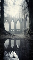 Wall Mural - Cool wallpaper gothic ruin architecture reflection outdoors.