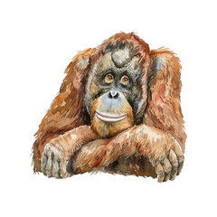 orangutan vector illustration in watercolor style