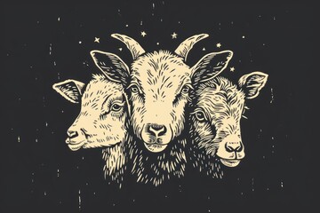 Sticker - CMYK Screen printing farm animals livestock mammal sheep.