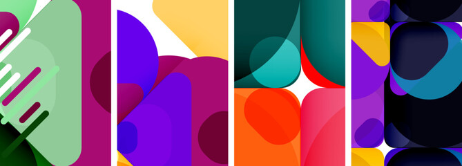 Poster - Colorful bright geometric abstract compositions for wallpaper, business card, cover, poster, banner, brochure, header, website