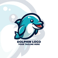 Poster - Cute Dolphin Logo Vector Design