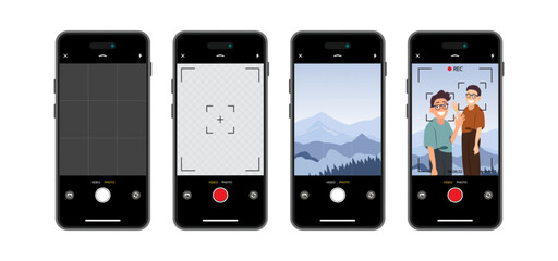 Poster - Smartphone Screen Displaying Scenic Boys in the Countryside Photos and Videos. Vector.