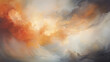 © Andy Zhou - A beautiful abstract painting with light and dark hues, light orange, soft white clouds, smoke, amber, soft edges, vivid details, swirling forms, warm tones, dreamy atmosphere, and fluidity.
