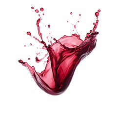 Red wine floating abstract shaped splash isolated in transparent backgroun