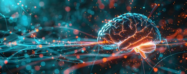 Poster - Colorful Brain Synapses Illustrating Neural Activity and Communication