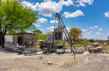 brick making machine in the village township, small african business