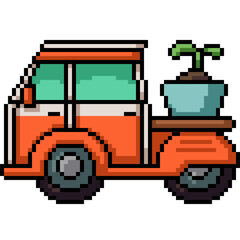 Poster - pixel art of plant delivery car