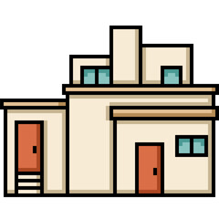 Poster - pixel art of small resort house