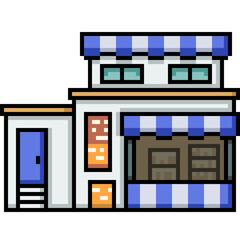 Poster - pixel art of small storefront house