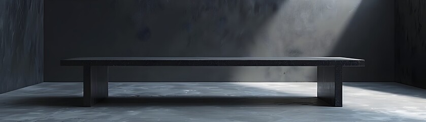 Poster - Modern Black Minimalist Table for Clean Product Presentation with Copy Space
