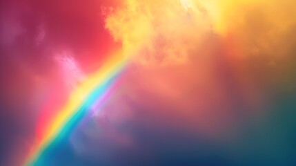 Vibrant Rainbow Arching Across Dramatic Sky with Blurred Background