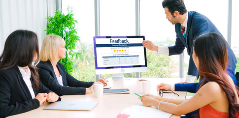 Poster - customer feedback and review analysis by modish computer software for corporate business