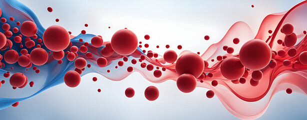 Wall Mural -  Red Blood Cell Background: Abstract Vein Flow and Platelet Wave for Medicine and Cancer Research