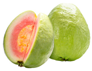 Wall Mural - Fresh Red Guava fruit on white background. Sweet Guava fruit  isolate on white PNG File.