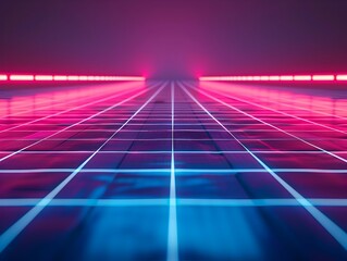 Poster - Vibrant Neon Gradient Grid Backdrop with Captivating Futuristic Aesthetics