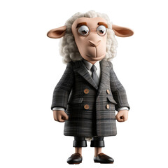 animal crossing of anthropomorphic sheep as businessman, full body, standing on 2 legs, 3d character cartoon