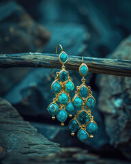 Wall Mural - Sparkling Elegance Exquisite Turquoise Earrings with Cluster Design Stunning Turquoise Jewelry for Every Occasion Unique Statement Pieces Combining Beauty and Style