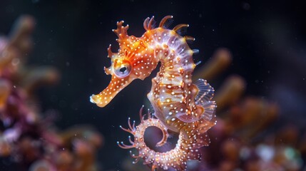 Poster - A small, orange sea creature with a long tail and a pointed snout