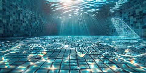 Wall Mural - Sunlight Rays Through Pool Water