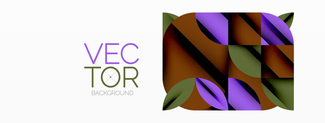 Aufkleber - Circle, square and flower petal geometric background. Round shapes composition for wallpaper, banner, background or landing