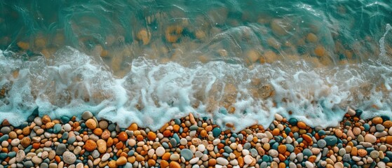 Wall Mural - photo of a beach made of smooth stones. water, minimalism